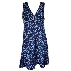 Uniqlo Dress Womens Size L Large Blue Printed V Neck Sleeveless Mini NWT New